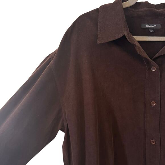 Madewell Corduroy Long-Sleeve Midi Shirtdress in "Dark Carob" Brown Size XXL - Picture 7 of 13
